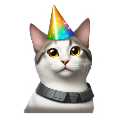 cat wearing a birthday hat at a star wars birthday party sticker