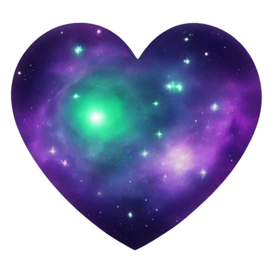 green and purple galaxy heart sticker