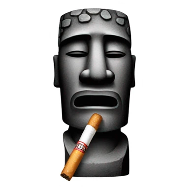 Moai emoji with ciggerate emoji sticker