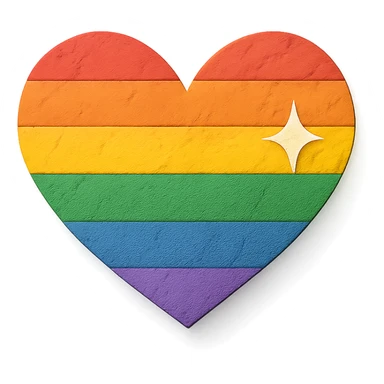 rainbow pride heart, paper craft style, no text, with a sparkle effect sticker
