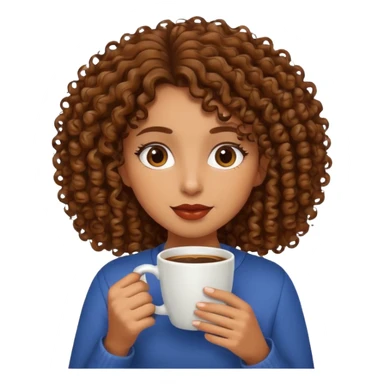 Brown girl curly hair drink coffee sticker
