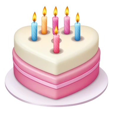 White and pink layered heart shaped cake colorful candles coquette sticker