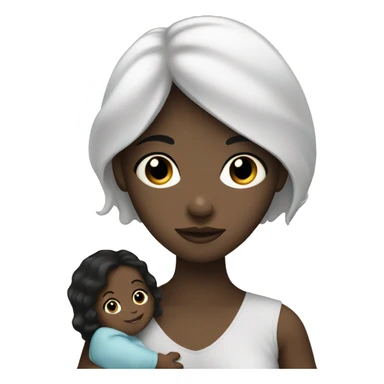 black hair white woman holding a black baby sticker