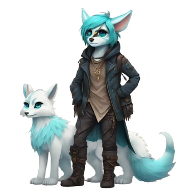 Cool cute Kawaii edgy fantasy animal  fursona Fionbri by griffsnuff & LiLaiRa & Falvie full body sticker