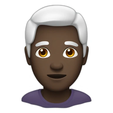 only head of human with dark skin and round face with small eyes and long white hair sticker
