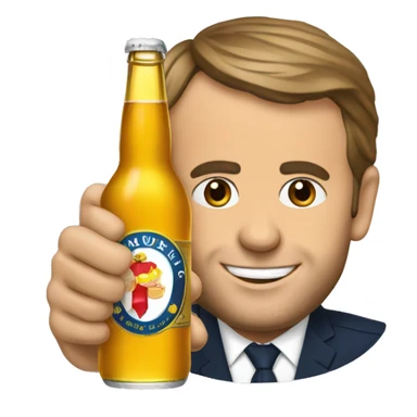 Macron avec une bière  sticker
