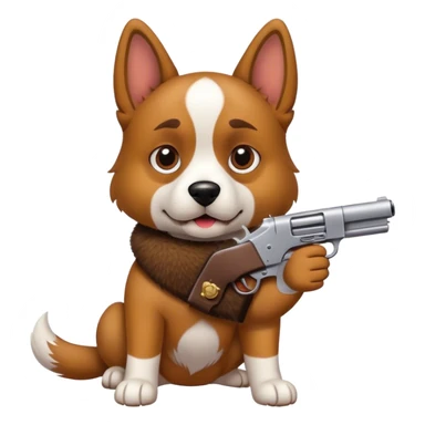 Dog with gun sticker