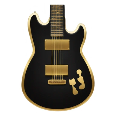black guitar with gold gutiar string sticker