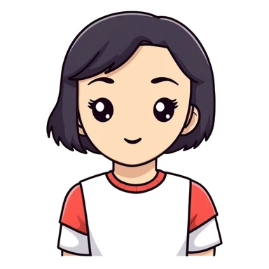 Wasian black hair girl heart eyes sticker