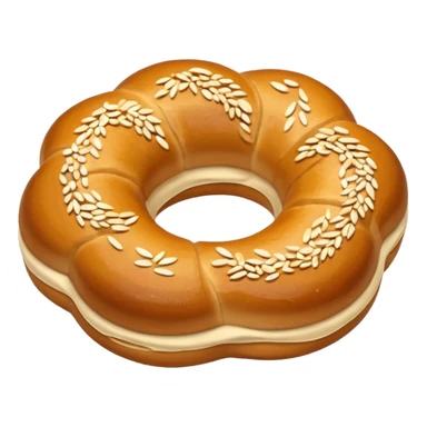 Isometric laugenbrezel with sesame seeds, golden brown, soft shadows sticker