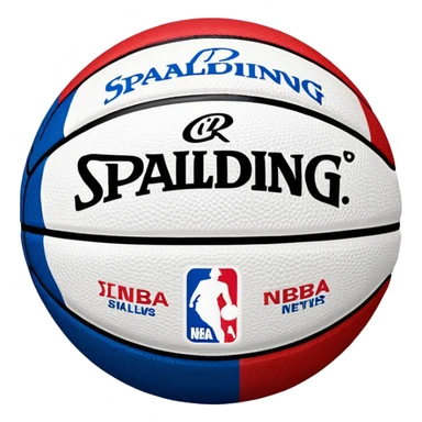 Basketball with Spalding and NBA logos, colored in white, blue, and red stripes (Russian flag colors) sticker