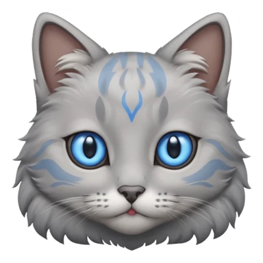 a gray cat with blue eyes on its FOREHEAD sticker