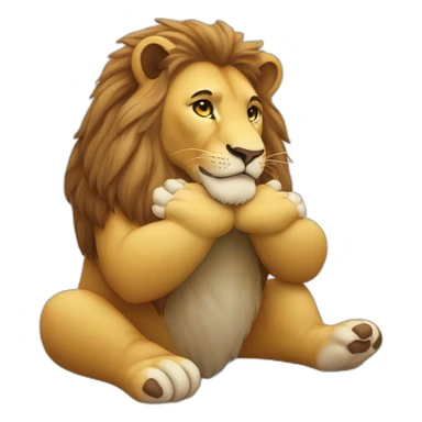 lion praying paws together looking up sticker