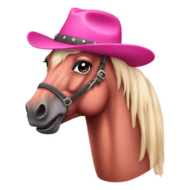 Pink horse with western hat sticker