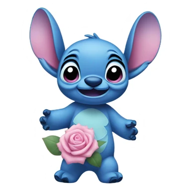 Stitch with Pastel blue and pink roses sticker