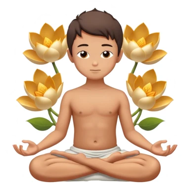 a boy meditating in lotus position with 6 hands like buddha sticker