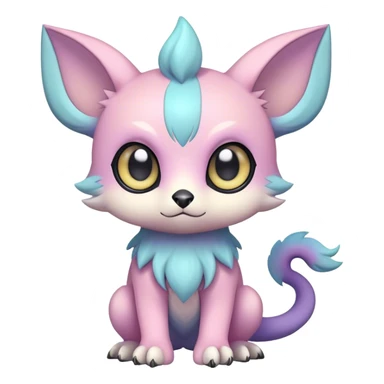 Adorable colorful chibi pastel edgy fantasy animal hybrid Fakemon full body, big Eyes sticker
