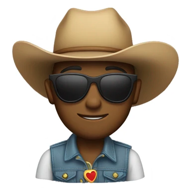 cowboy wearing loveheart shaped sunglassess sticker