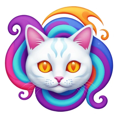 chat blanc psychedelique sticker