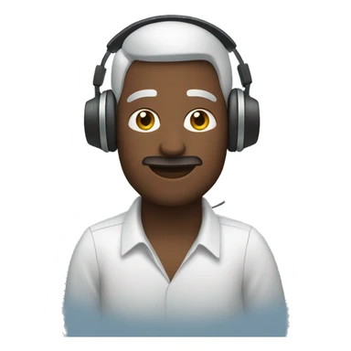 a man with a laptop phone and headphones sticker