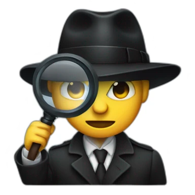 mesteryous detective in a dark suite and black hat holding a magnifying glass sticker