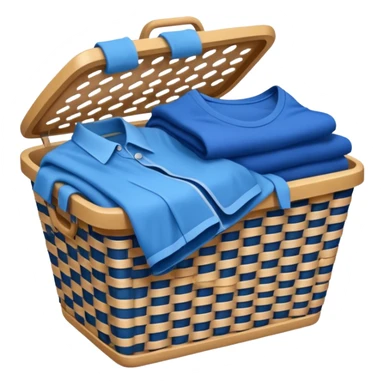 LAUNDRY white BASKET WITH FOLDED blue CLOTHES sticker