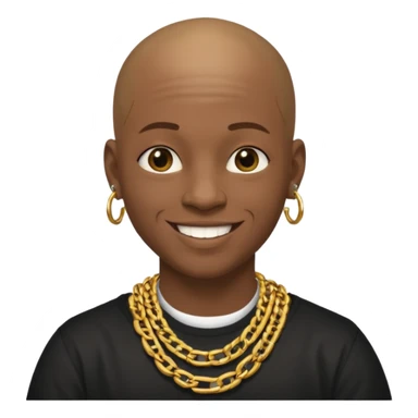 Young African rapper, bald with chain sticker