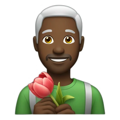 Black man holding a tulip sticker