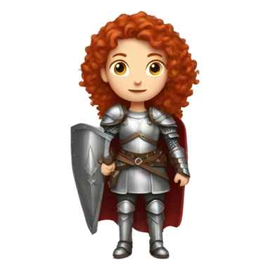 a white girl with long red curly hair, wearing a armor  sticker