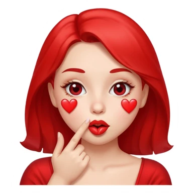 Emoji, girl's face blowing a kiss, puckered lips, small heart sticker