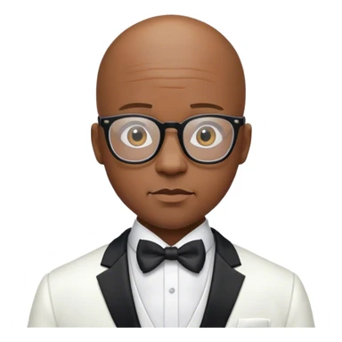 Bald black man with glasses in a white tuxedo  sticker