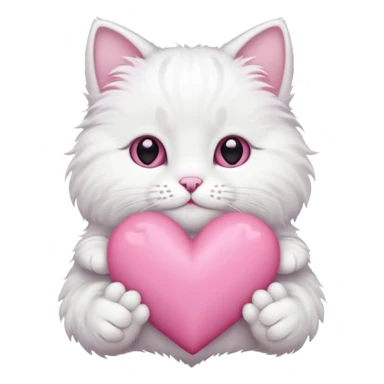 white cat hands holding a pink heart sticker