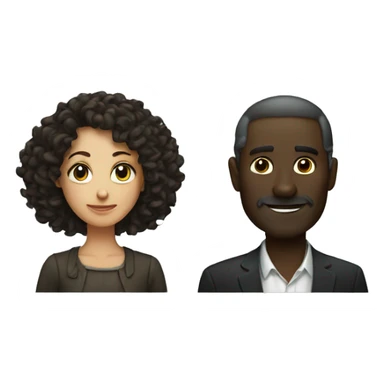 A very tall dark man and a short woman with curly hair  sticker