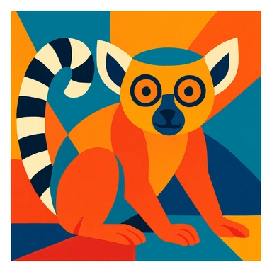 lemur, vibrant toon style sticker