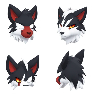 Black Cool Edgy Anthro Quiana Litten Absol Zoroark Zorua Fakémon  with White and Red Edgy markings sticker