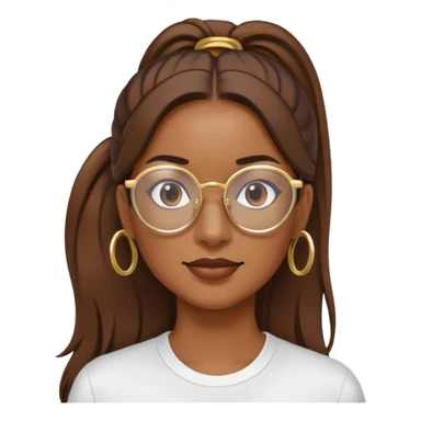 Mujer, coleta de pelo largo castaño, con gafas finas doradas sticker