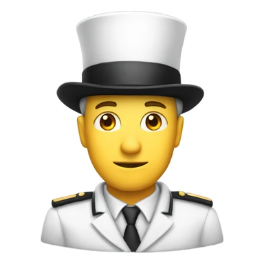 White men with cylinder hat and uniform sticker