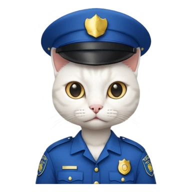 white cat police sticker