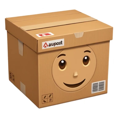 a box with auspost (Australia Post) branding sticker