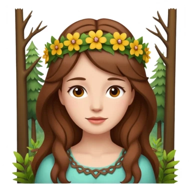 brown haired woman in the woods sticker