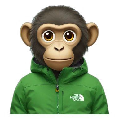 Monkey in a the north face green jacket sticker