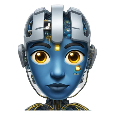 Blue cyborg with yellow eyes wires and circuits  sticker