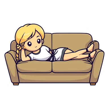 Blonde girl, tied in rope, on sofa sticker