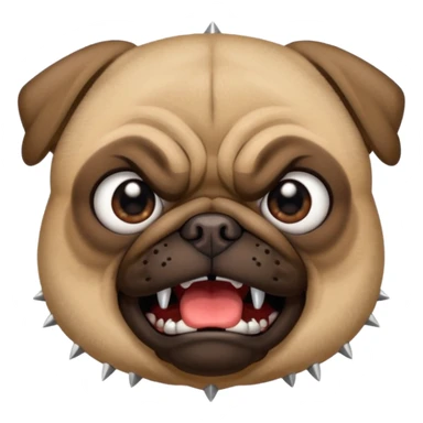 angry pug dog showing anger with spiked collar emoji style iPhone sticker