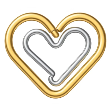 the heart is made from a paper clip, one side is gold and the other is silver sticker