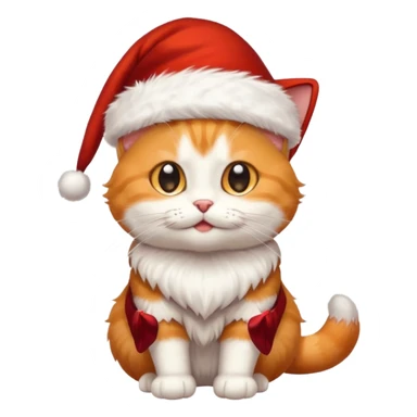 Make me a orange tabby cat with a white chin and a bit of white on the end of his tail and  a Santa hat that looks like 🐱 emoji sticker
