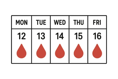 calendario con 5 giorni di fila segnati per il ciclo sticker