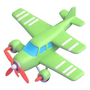 light green airplane, 3D style with soft shading sticker