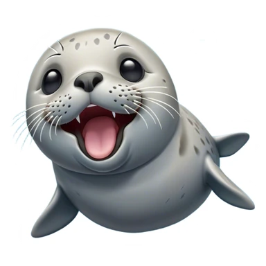 Cinematic Cute Yawning harbour seal Portrait Emoji, Head tilted slightly with a dramatic, wide-open yawn, showcasing a smooth, rounded body with gently drooping features and sleepy, half-closed eyes, Simplified yet irresistibly adorable features, highly detailed, glowing with a soft, cozy maritime glow, high shine, relaxed yet expressive, stylized with a dash of whimsical ocean charm, soft glowing outline, capturing the essence of a drowsy yet affectionate harbour seal that appears ready to stretch out for a nap! sticker