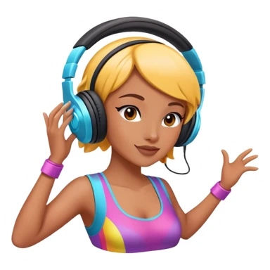 Colorful dancing figure with headphones for 'Beauty and a Beat' sticker